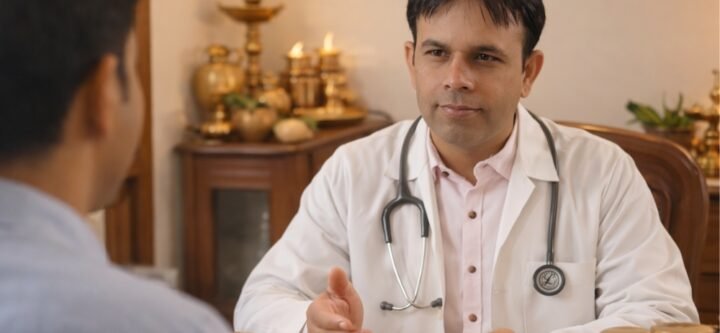 Ayurvedic consultation in a warm clinic