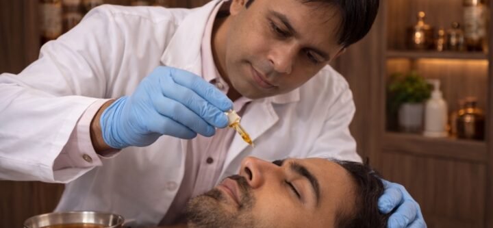 Nasya therapy session in a modern clinic