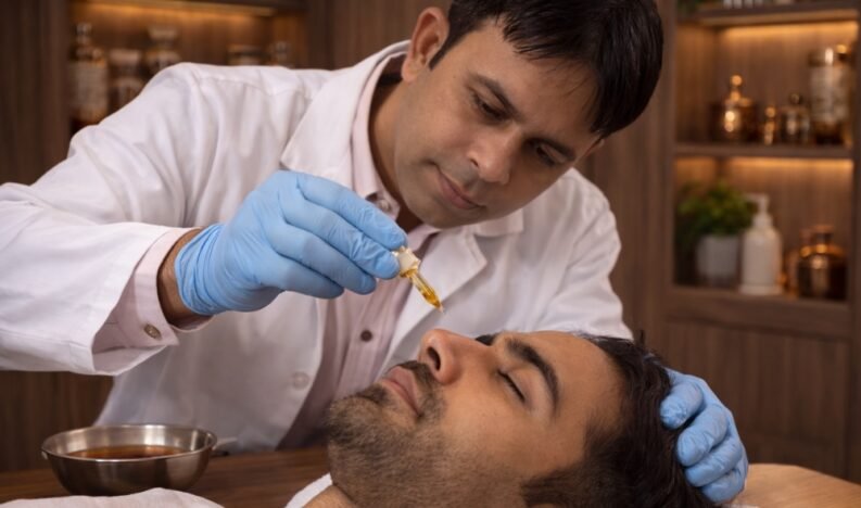 Nasya therapy session in a modern clinic Nasya therapy session in a modern clinic